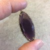 Gold Finish Faceted CZ Rimmed Purple Amethyst Quartz Marquis Shaped Bezel Connector Component - Measures 17 x 42mm - Sold Individually