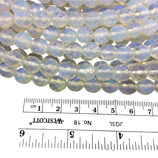 10mm Faceted Round Translucent Opalite Beads - 14.5" Strand (Approximately 38 Beads) - Natural Semi-Precious Gemstone - Sold by the Strand