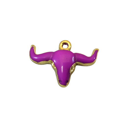 1.5" Gold Plated Magenta Acrylic Steer Skull Pendant - Measuring 36mm x 25mm Approx. - Available in 10 Colors, See Related Items Link