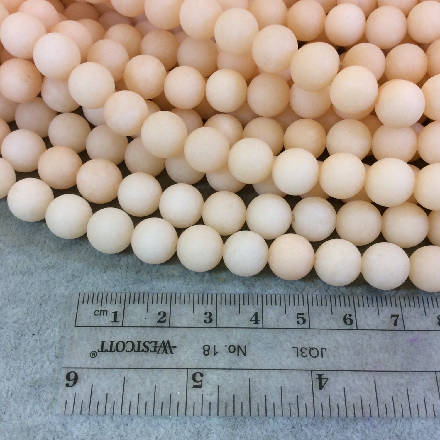 10mm Matte Round Light Orange/Peach Jade Beads - 16" Strand (Approximately 38 Beads) - Natural Semi-Precious Gemstone - Sold by the Strand