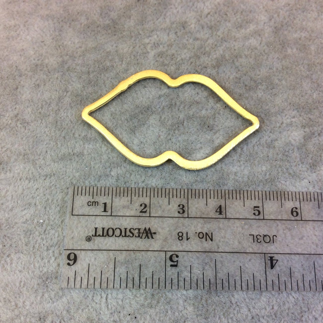 Gold Brushed Finish Medium Indented Marquis/Lips Open Pendant/Connector Components - Measuring 30mm x 49mm - Sold in Packs of 10 (473-GD)