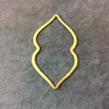 Gold Brushed Large Sized Indented Marquis/Lips Open Pendant/Connector Components - Measures 35mm x 60mm - Sold in Packs of 10 (472-GD)