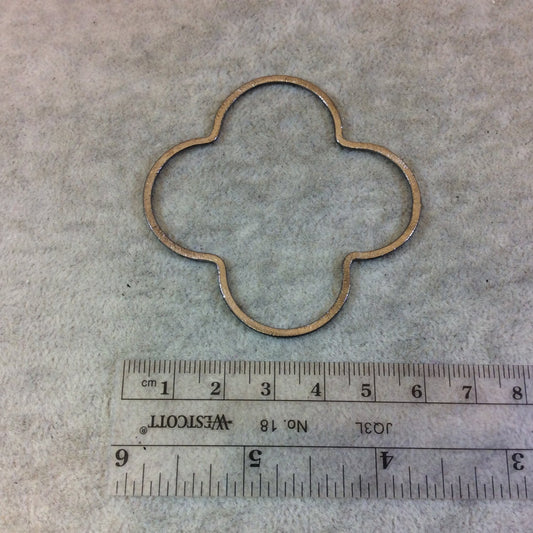 60mm Gunmetal Brushed Finish Open Quatrefoil/Clover Shaped Plated Copper Components - Sold in Pre-Counted Bulk Packs of 10 Pieces - (041-GM)