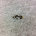 Gold Finish Oval Shaped CZ Cubic Zirconia Inlaid Plated Copper Connector Component - Measuring 6mm x 16mm  - Sold Individually