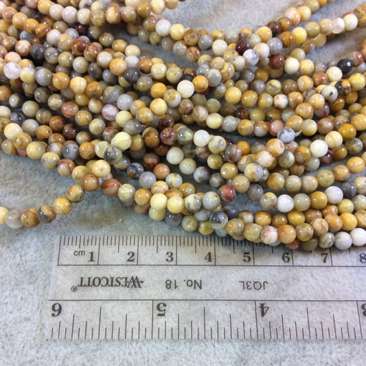 4mm Smooth Round Shaped Multicolor Mixed Crazy Lace Agate Beads - 15.5" Strand (Approximately 89 Beads) - Natural Semi-Precious Gemstone