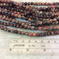 6mm Smooth Round/Ball Shaped Red Snowflake Obsidian Beads - 16" Strand (Approximately 72 Beads) - Natural Semi-Precious Gemstone