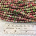 6mm Faceted Dyed Pink/Green Agate Round/Ball Shaped Beads - 15.5" Strand (Approximately 65 Beads) - Natural Semi-Precious Gemstone