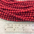 6mm Smooth Dyed Red Sea Bamboo Coral Round/Ball Shaped Beads - 15.5" Strand (Approximately 58 Beads) - Natural Semi-Precious Gemstone