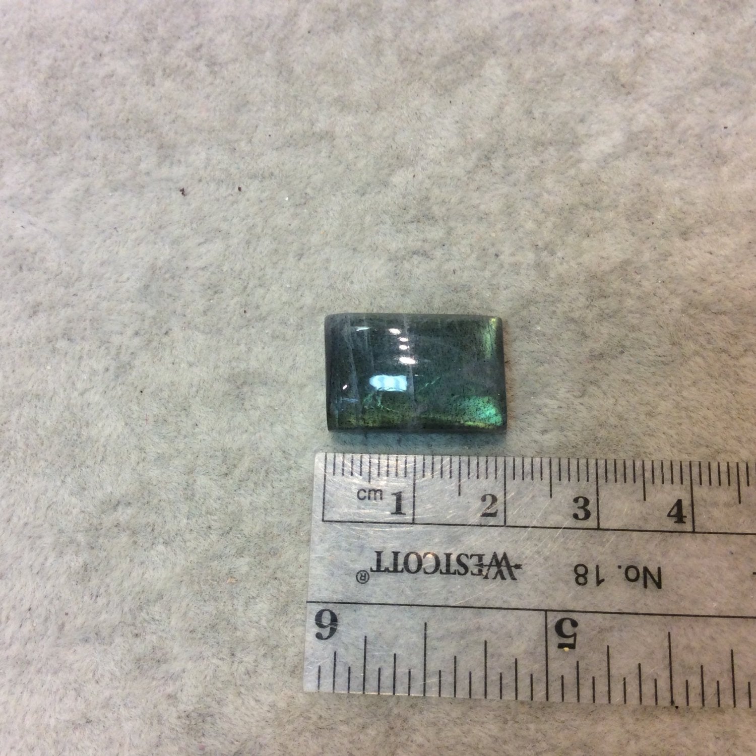 AAA Rectangle Shaped Iridescent Blue/Green Labradorite Flat Back Cabochon - Measuring 13mm x 20mm, 7mm Dome Height - Natural Gemstone Cab