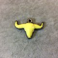 1.5" Gunmetal Plated Yellow Acrylic Steer Skull Pendant - Measuring 36mm x 25mm Approx. - Available in Other Colors, See Related Items Link