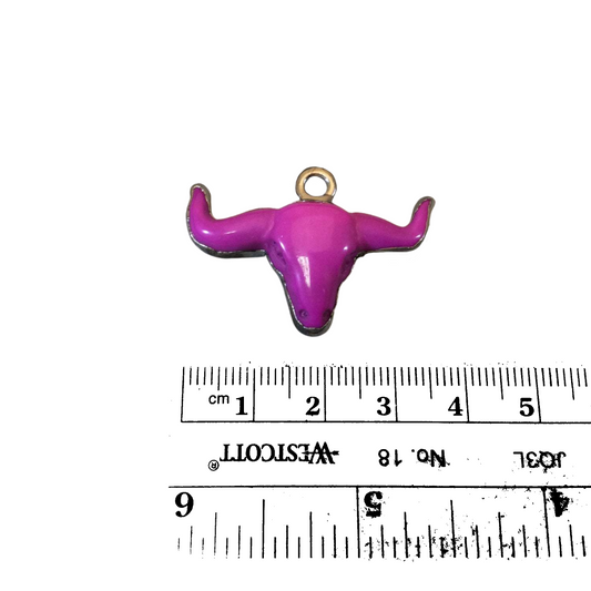 1.5" Gunmetal Plated Magenta Acrylic Steer Skull Pendant - Measuring 36mm x 25mm Approx. - Available in Other Colors, See Related Items Link