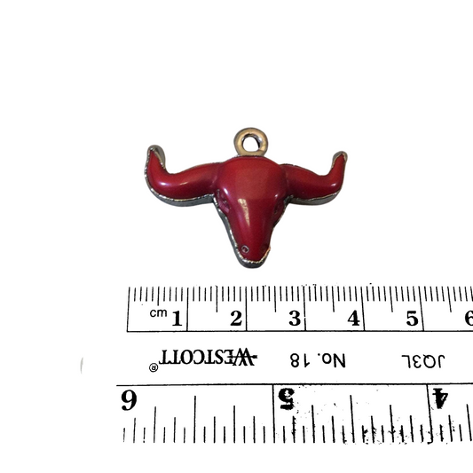 1.5" Gunmetal Plate Dark Red Acrylic Steer Skull Pendant - Measuring 36mm x 25mm Approx. - Available in Other Colors, See Related Items Link