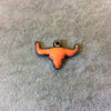 1" Gunmetal Plated Orange Acrylic Steer Skull Pendant - Measuring 26mm x 18mm Approx. - Available in Other Colors, See Related Items Link