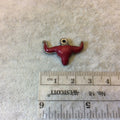 1&quot; Gunmetal Plated Dark Red Acrylic Steer Skull Pendant - Measuring 26mm x 18mm Approx. - Available in Other Colors, See Related Items Link