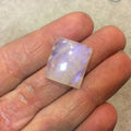 AAA Rectangle Shaped Rainbow Moonstone Flat Back Cabochon with Blue Flash - Measuring 17mm x 19mm, 7mm Dome Height - Natural Gemstone Cab