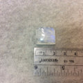 AAA Rectangle Shaped Rainbow Moonstone Flat Back Cabochon with Blue Flash - Measuring 17mm x 19mm, 7mm Dome Height - Natural Gemstone Cab