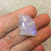 AAA Freeform Sail Shape Rainbow Moonstone Flat Back Cabochon with Blue Flash - Measuring 19mm x 22mm, 7mm Dome Height - Natural Gemstone Cab