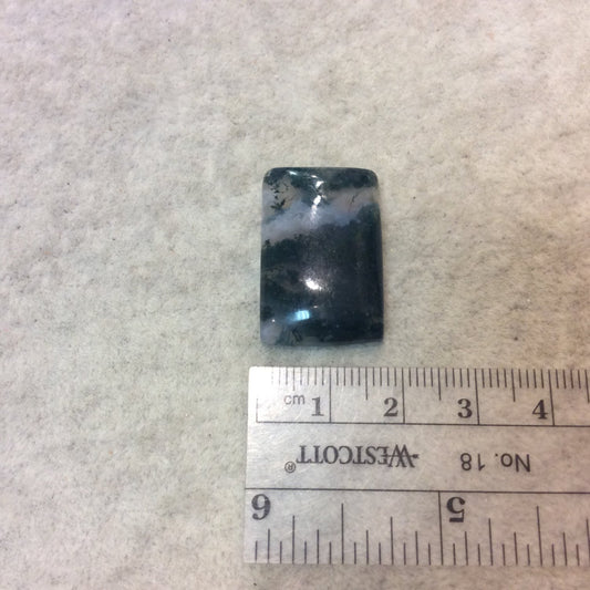 Moss Agate Rectangle Shaped Flat Back Cabochon "6" - Measuring 17mm x 26mm, 5mm Dome Height - Natural High Quality Gemstone