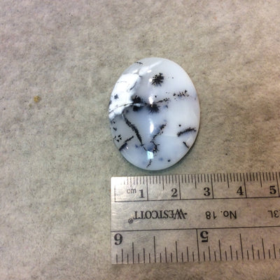 Dendritic Opal Oblong Oval Shaped Flat Back Cabochon - Measuring 30mm x 39mm, 5mm Dome Height - Natural High Quality Gemstone