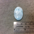 Larimar Oblong Oval Shaped Flat Back Cabochon - Measuring 24mm x 39mm, 4mm Dome Height - Natural High Quality Gemstone
