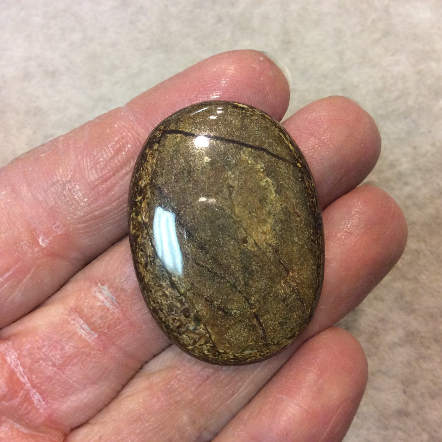 Bronzite Oblong Oval Shaped Flat Back Cabochon "2" - Measuring 29mm x 39mm, 6mm Dome Height - Natural High Quality Gemstone