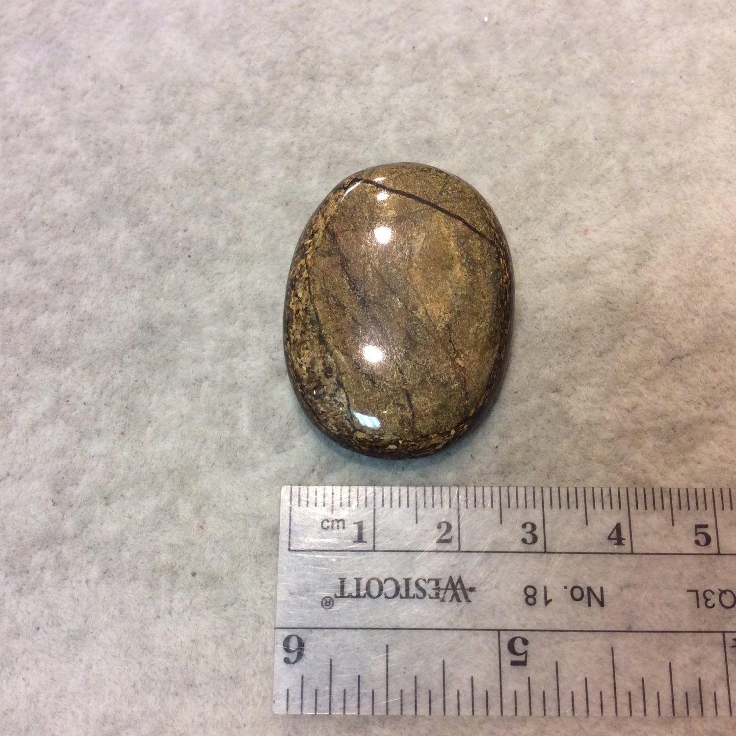 Bronzite Oblong Oval Shaped Flat Back Cabochon "2" - Measuring 29mm x 39mm, 6mm Dome Height - Natural High Quality Gemstone
