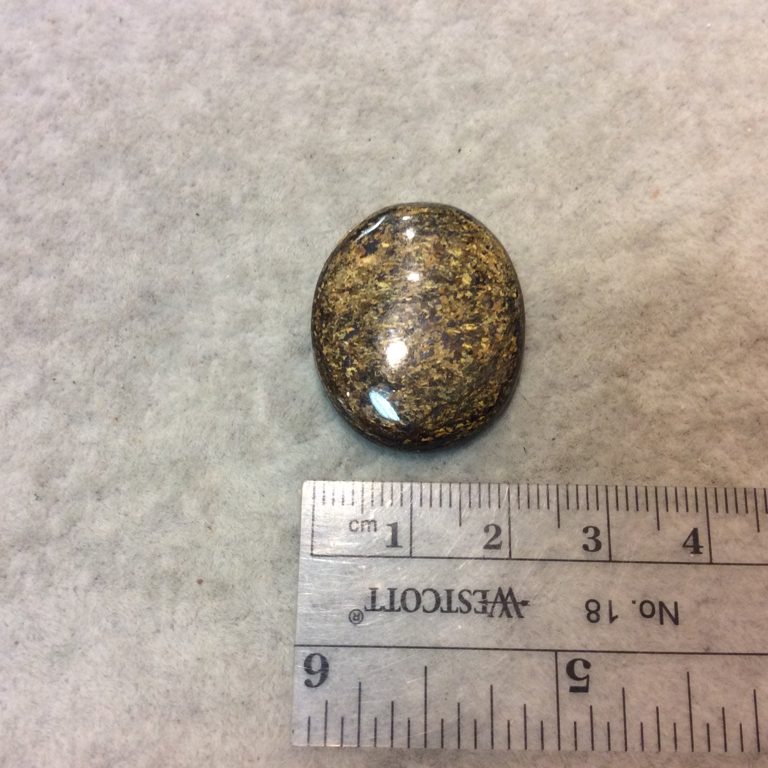 Bronzite Oblong Oval Shaped Flat Back Cabochon "1"- Measuring 23mm x 28mm, 5mm Dome Height - Natural High Quality Gemstone