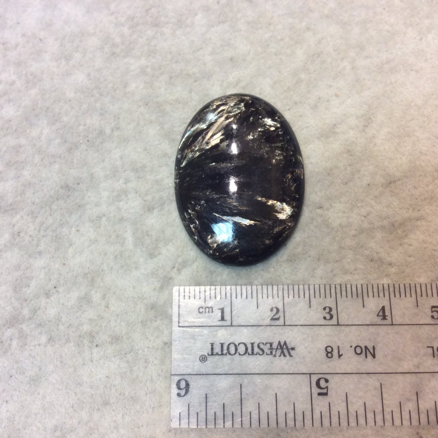 Golden Seraphinite Oblong Oval Shaped Flat Back Cabochon - Measuring 27mm x 37mm, 5mm Dome Height - Natural High Quality Gemstone