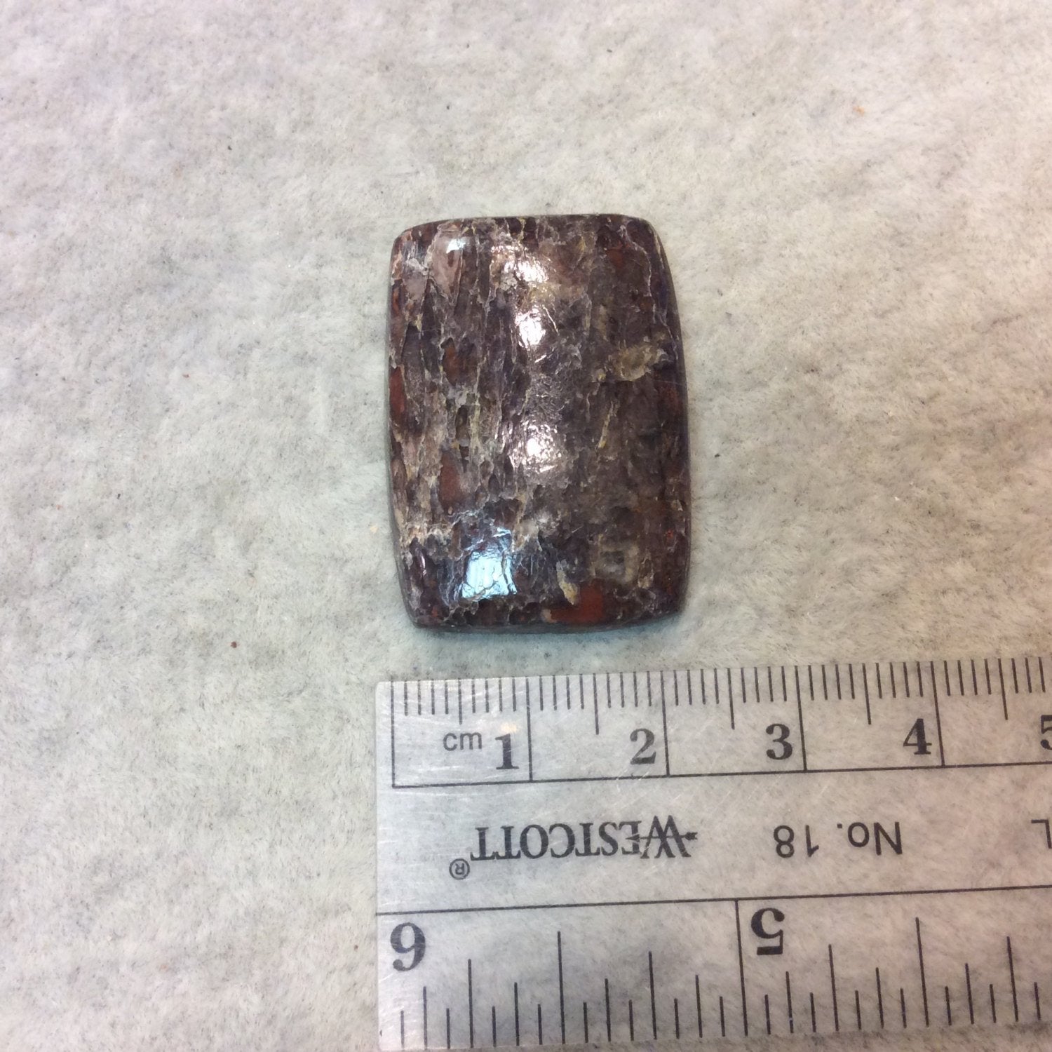 Petrified Dinosaur Bone Rectangle Shaped Flat Back Cabochon - Measuring 23mm x 33mm, 5mm Dome Height - Natural High Quality Gemstone