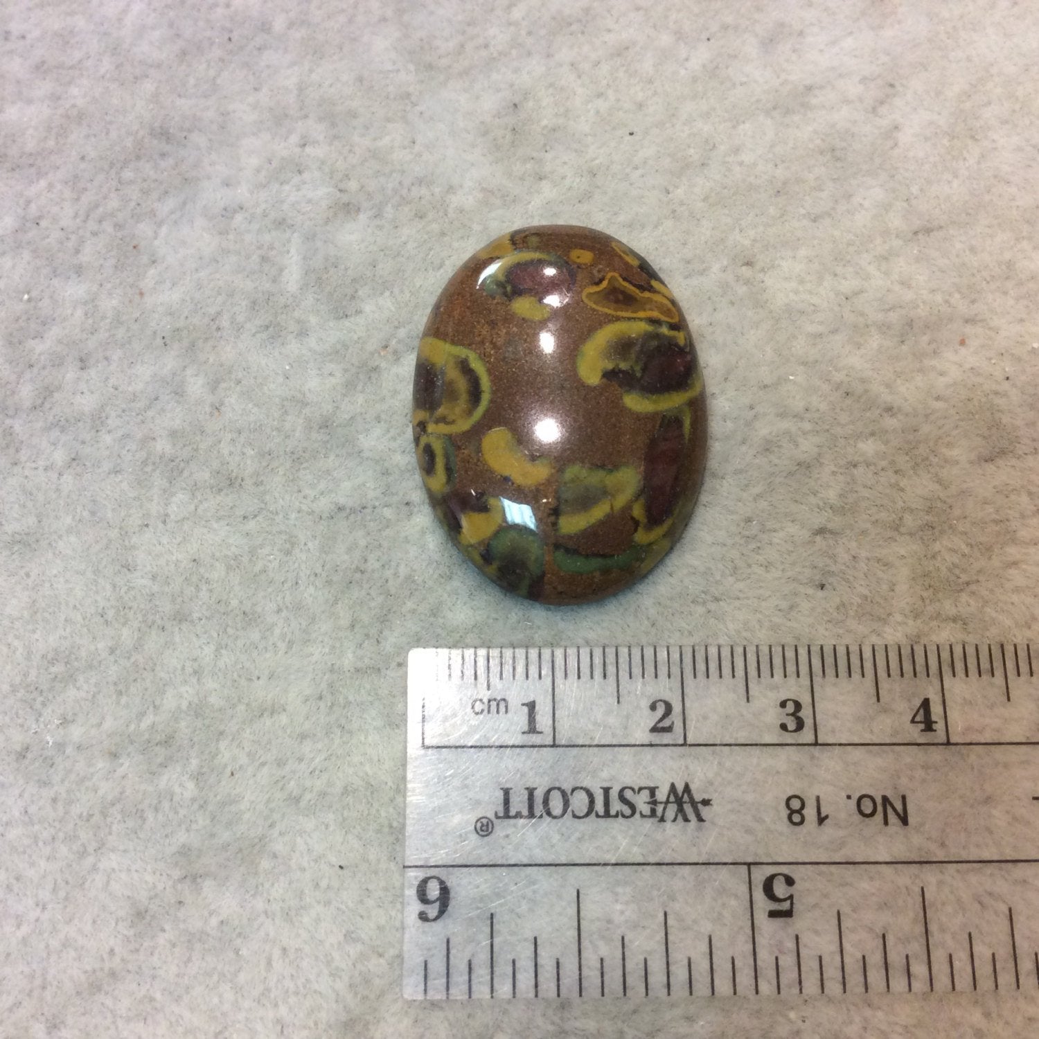 Azubalite/Dry Fruit Jasper Oblong Oval Shaped Flat Back Cabochon - Measuring 24mm x 33mm, 6mm Dome Height - Natural High Quality Gemstone