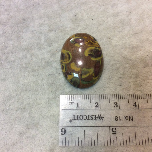 Azubalite/Dry Fruit Jasper Oblong Oval Shaped Flat Back Cabochon - Measuring 24mm x 33mm, 6mm Dome Height - Natural High Quality Gemstone