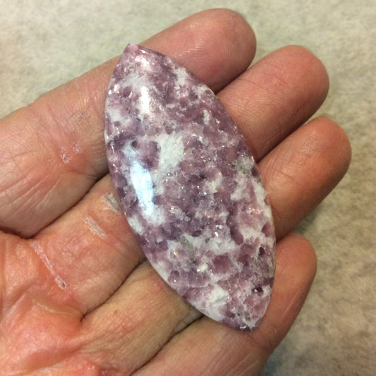 Natural Lepidolite Marquis Shaped Flat Back Cabochon - Measuring 27mm x 59mm, 5mm Dome Height - Natural High Quality Gemstone
