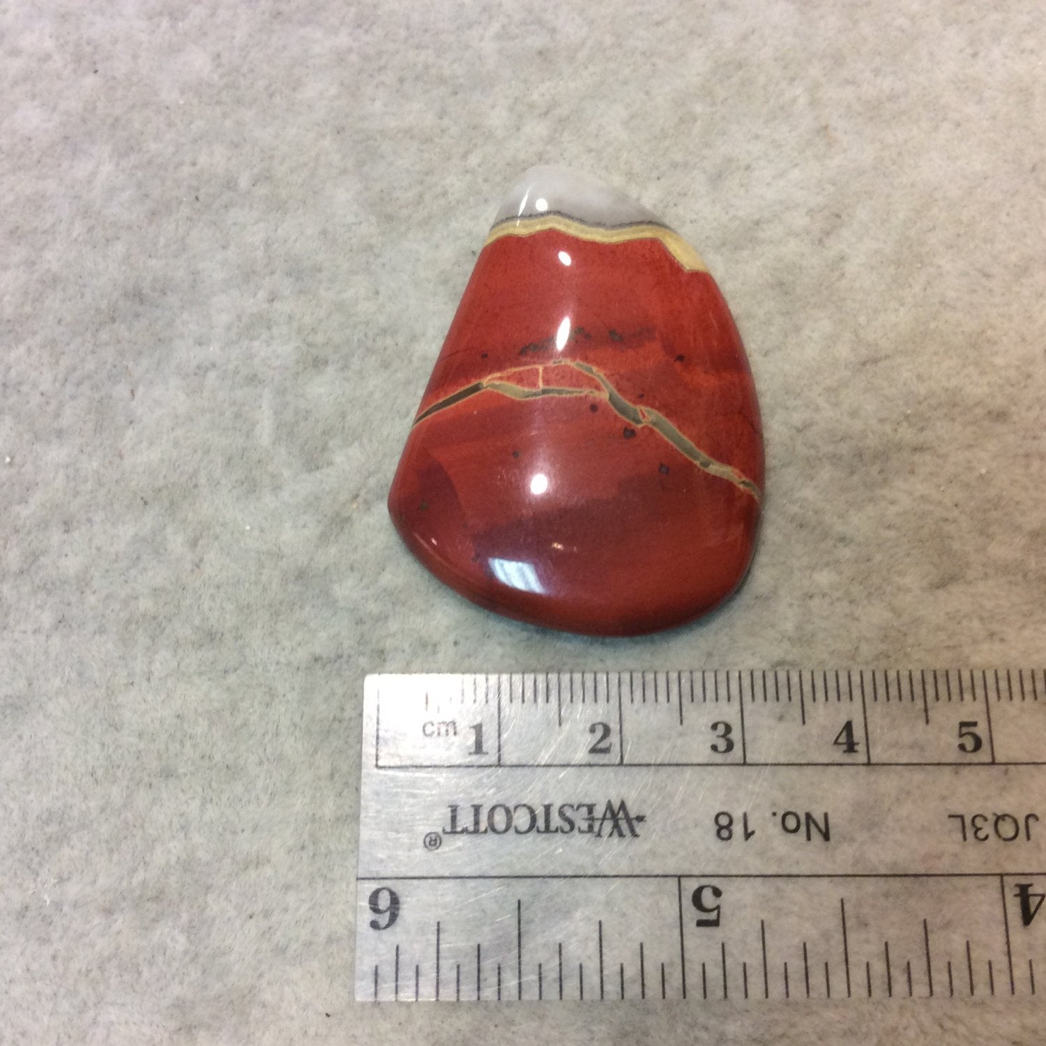 Red Jasper Freeform Shaped Flat Back Cabochon - Measuring 32mm x 45mm, 6mm Dome Height - Natural High Quality Gemstone