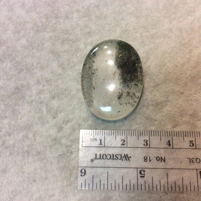 Lodolite (Scenic Quartz) Oblong Oval Shaped Flat Back Cabochon - Measuring 29mm x 39mm, 9mm Dome Height - Natural High Quality Gemstone