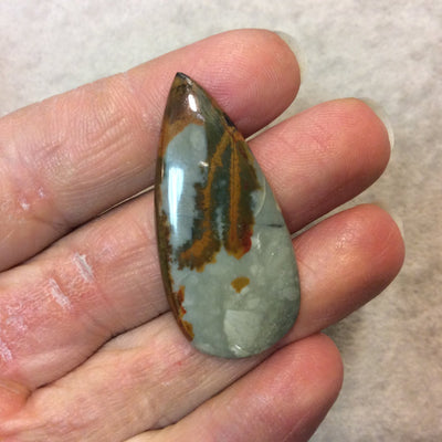American Picture Jasper Pear/Teardrop Shaped Flat Back Cabochon - Measuring 20mm x 43mm, 5mm Dome Height - Natural High Quality Gemstone