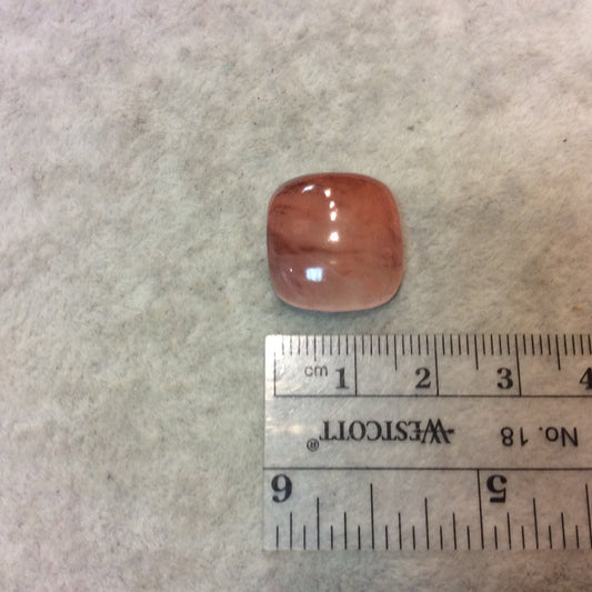 Strawberry Quartz Square Cushion Shaped Flat Back Cabochon - Measuring 17mm x 18mm, 6mm Dome Height - Natural High Quality Gemstone