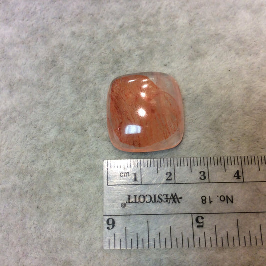 Strawberry Quartz Square Cushion Shaped Flat Back Cabochon - Measuring 24mm x 25mm, 7mm Dome Height - Natural High Quality Gemstone