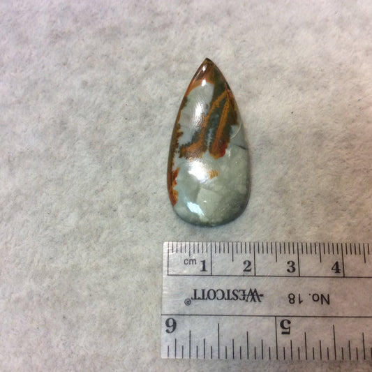 American Picture Jasper Pear/Teardrop Shaped Flat Back Cabochon - Measuring 20mm x 43mm, 5mm Dome Height - Natural High Quality Gemstone