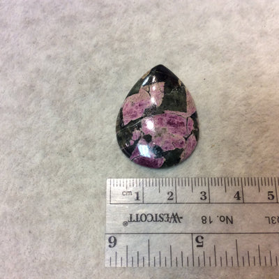 Natural Eudialyte Pear/Teardrop Shaped Flat Back Cabochon - Measuring 27mm x 36mm, 4mm Dome Height - Natural High Quality Gemstone