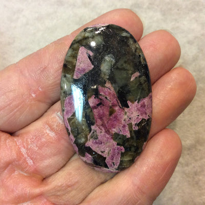 Natural Eudialyte Oblong Oval Shaped Flat Back Cabochon - Measuring 31mm x 50mm, 4mm Dome Height - Natural High Quality Gemstone