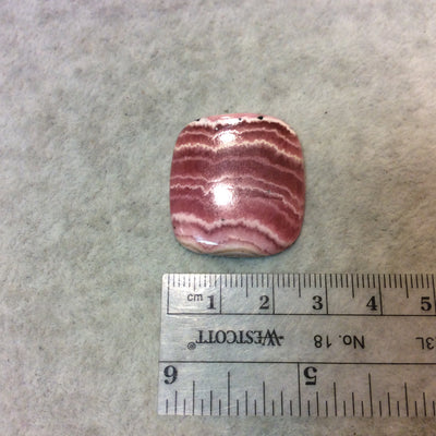 Premium Rhodochrosite Square Cushion Shaped Flat Back Cabochon - Measuring 27mm x 30mm, 4mm Dome Height - Natural High Quality Gemstone