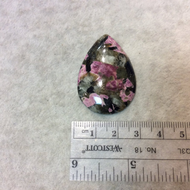 Natural Eudialyte Pear/Teardrop Shaped Flat Back Cabochon - Measuring 28mm x 41mm, 5mm Dome Height - Natural High Quality Gemstone