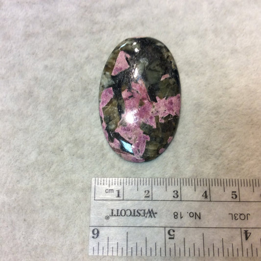Natural Eudialyte Oblong Oval Shaped Flat Back Cabochon - Measuring 31mm x 50mm, 4mm Dome Height - Natural High Quality Gemstone