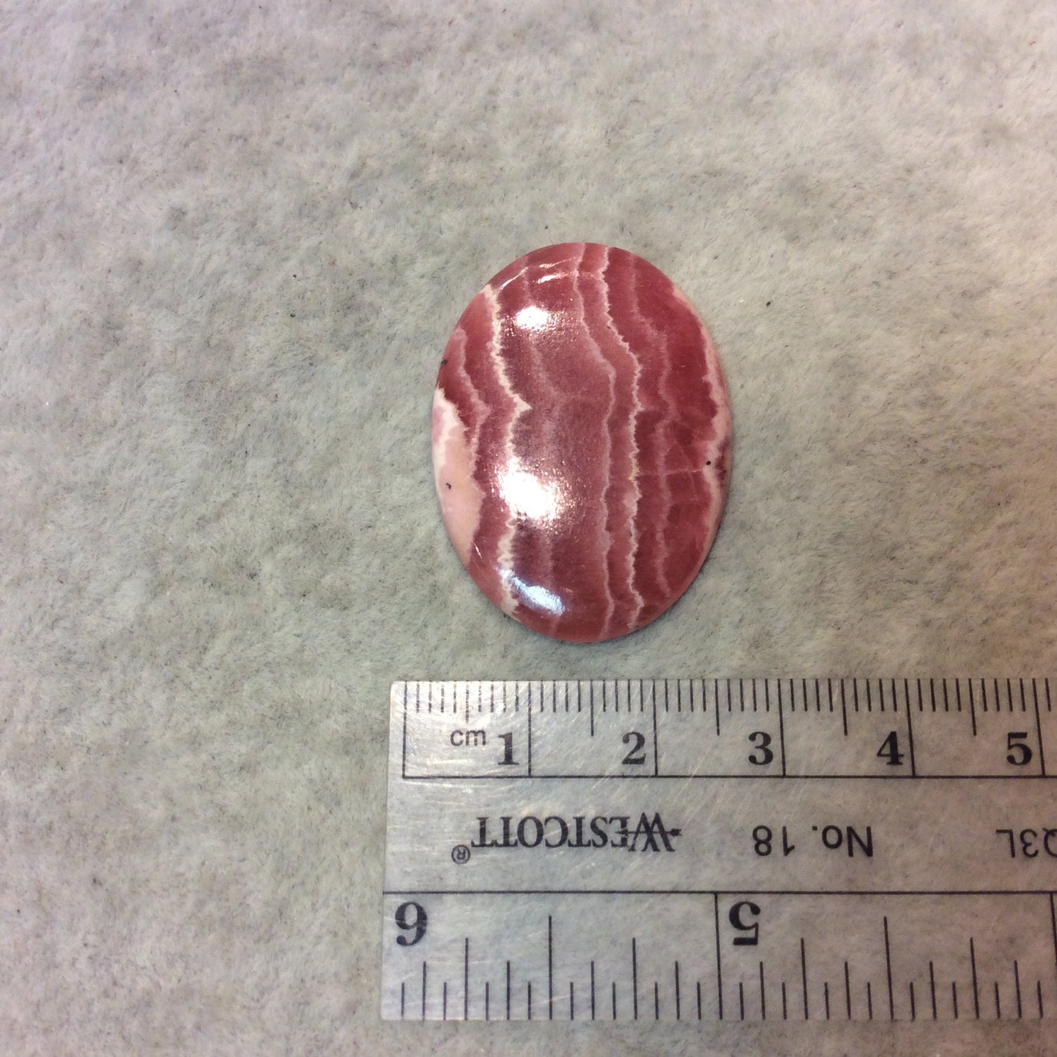 Premium Rhodochrosite Oblong Oval Shaped Flat Back Cabochon - Measuring 25mm x 35mm, 4mm Dome Height - Natural High Quality Gemstone
