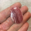 Premium Rhodochrosite Oblong Oval Shaped Flat Back Cabochon - Measuring 25mm x 35mm, 4mm Dome Height - Natural High Quality Gemstone