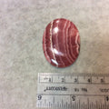 Premium Rhodochrosite Oblong Oval Shaped Flat Back Cabochon - Measuring 32mm x 43mm, 5mm Dome Height - Natural High Quality Gemstone