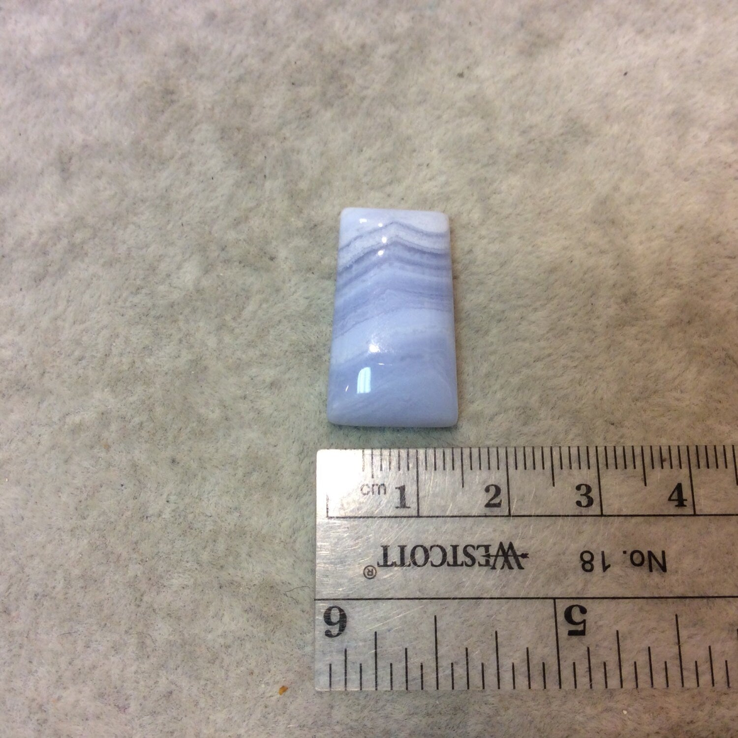 Blue Lace Agate Rectangle Shaped Flat Back Cabochon "5" - Measuring 15mm x 21mm, 7mm Dome Height - Natural High Quality Gemstone