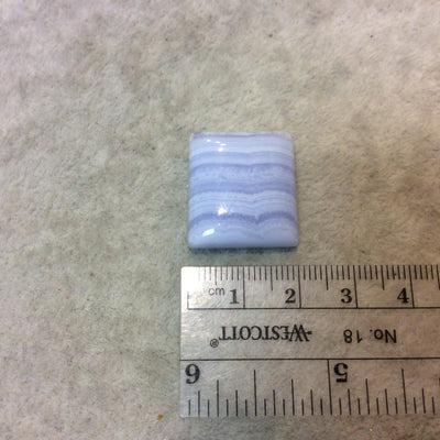 Blue Lace Agate Freeform Rectangle Shaped Flat Back Cabochon "6" - Measuring 20mm x 22mm, 6mm Dome Height - Natural High Quality Gemstone