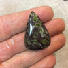 Epidote in Matrix Pear/Teardop Shaped Flat Back Cabochon - Measuring 23mm x 34mm, 5mm Dome Height - Natural High Quality Gemstone