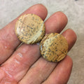 Matching Pair of Picture Jasper Round Shaped Flat Back Cabochons - Measuring 24mm x 24mm, 4mm Dome Height - Natural High Quality Gemstone